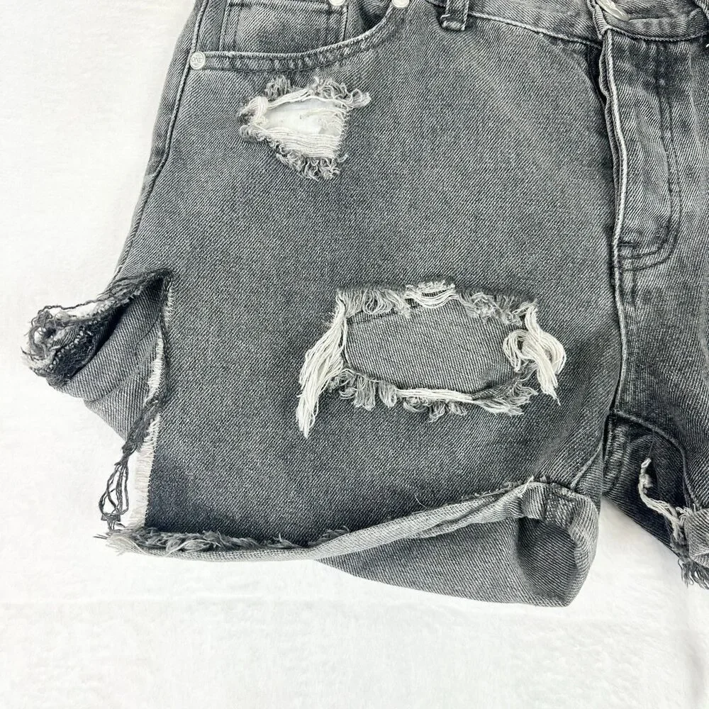 One Teaspoon Chargers Low Waist Denim Shorts Size 29 Gray Long Line Medium Rise